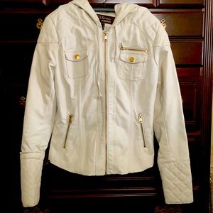 Ci sono faux leather bomber jacket